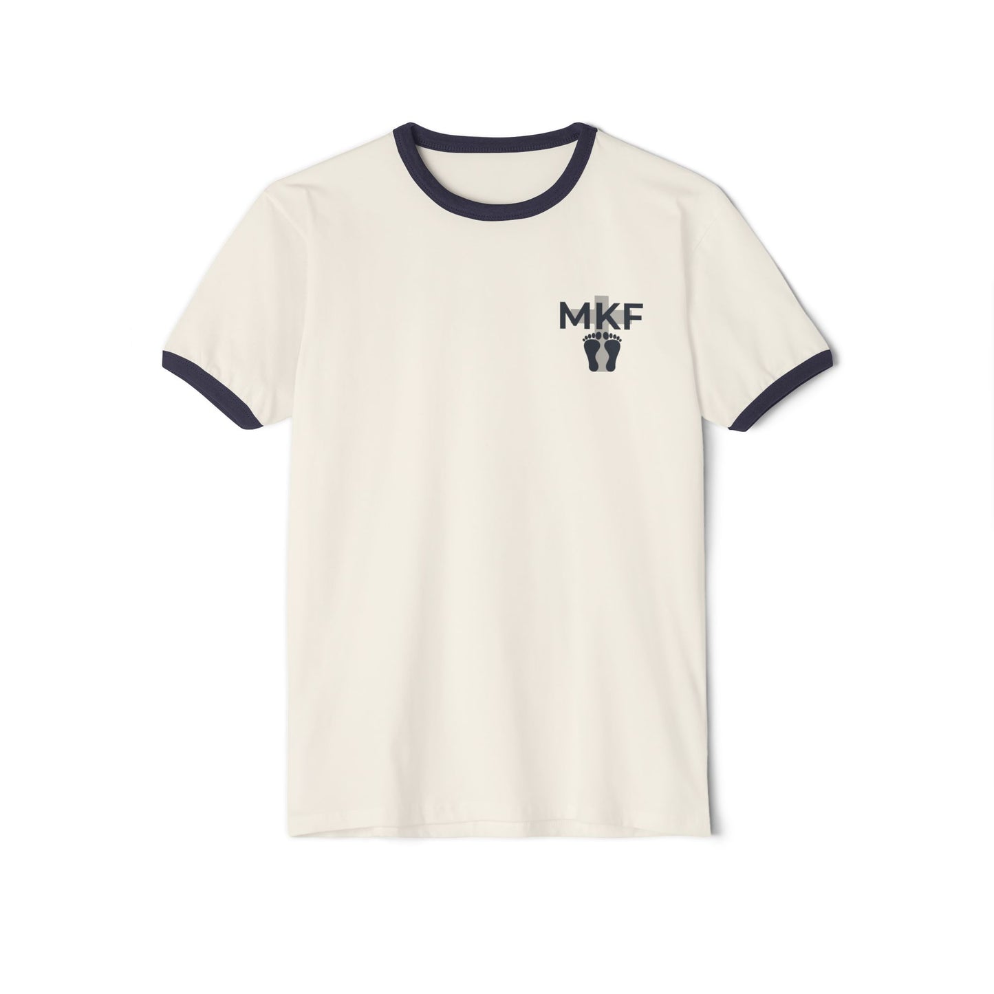 Never Alone on the Mountain Ringer Tee – Natural/Midnight Navy