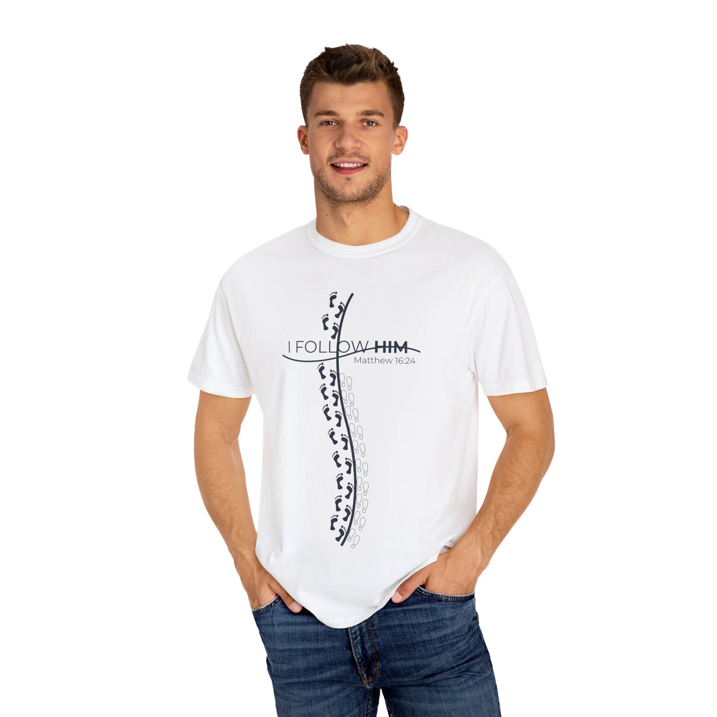 "I Follow Him" Comfort Colors Heavyweight Tee